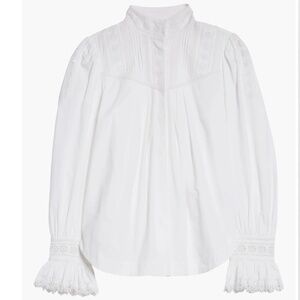 Rebecca Taylor Poplin Lace Trim Top